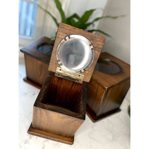 Rare One of a Kind Vintage Wooden Nesting Canisters with Acrylic Top - Set of 3 - Picture 12 of 12